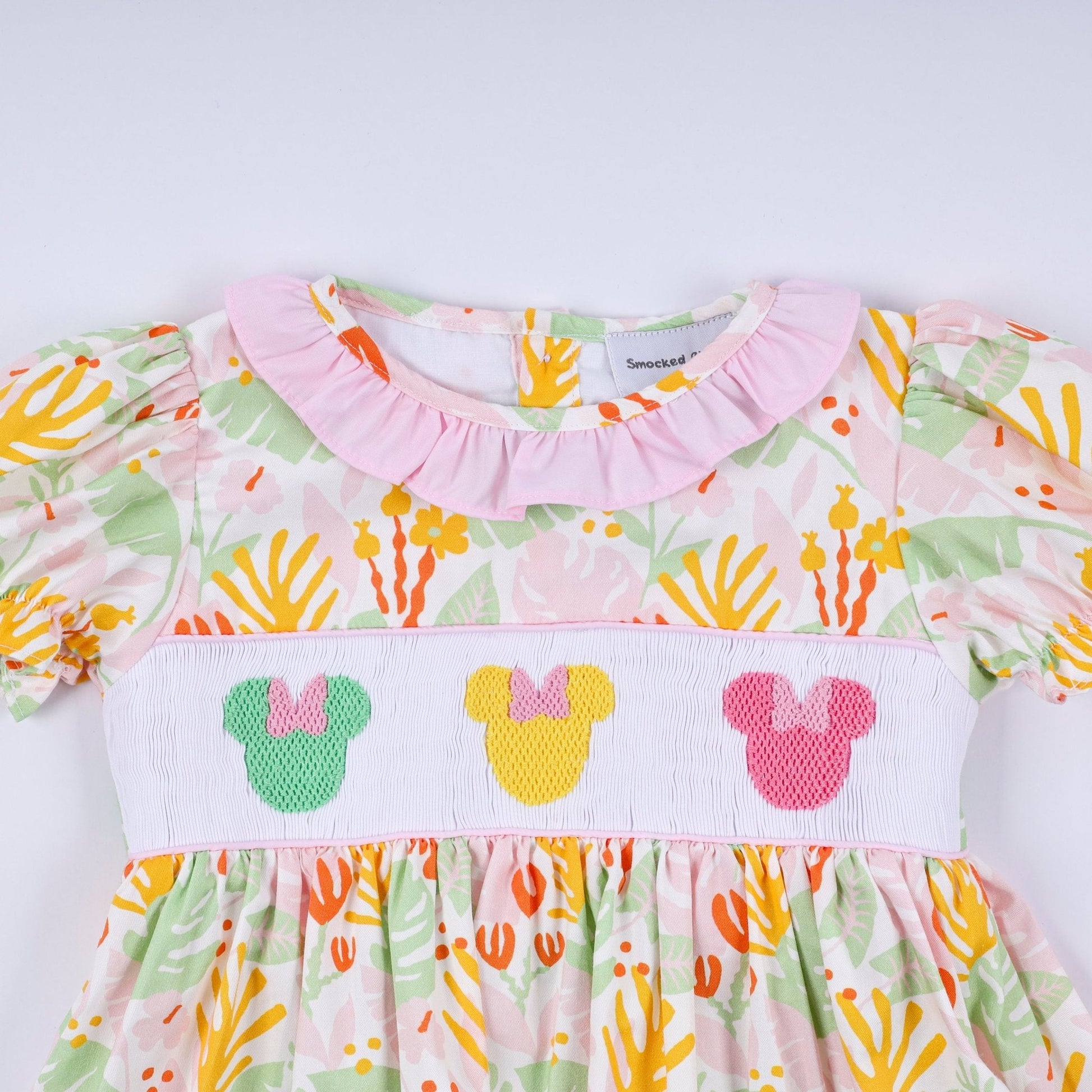 Sweet island character hand smocked ruffle pants set - Abbies Place