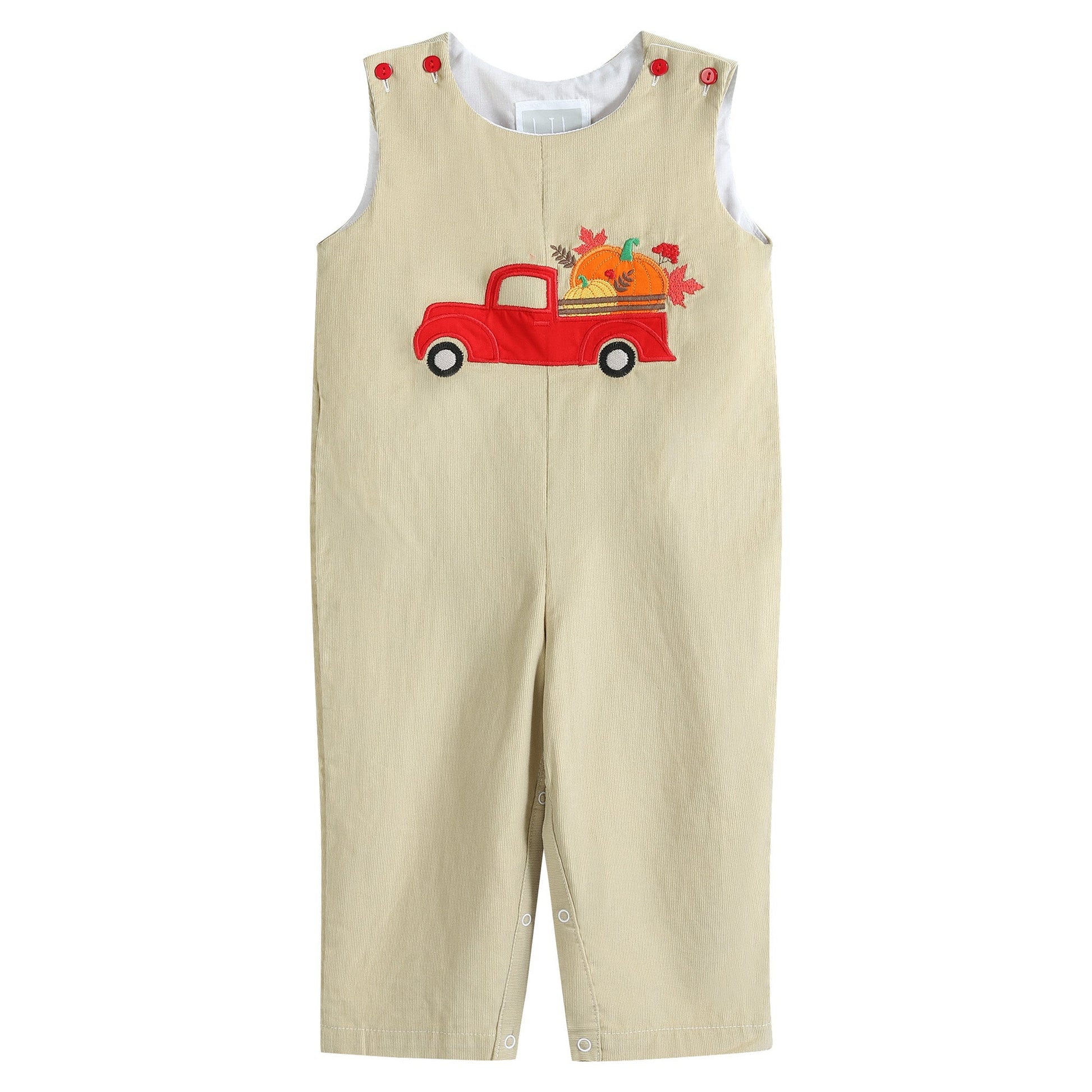 Tan Pumpkin Truck Overalls - Abbies Place
