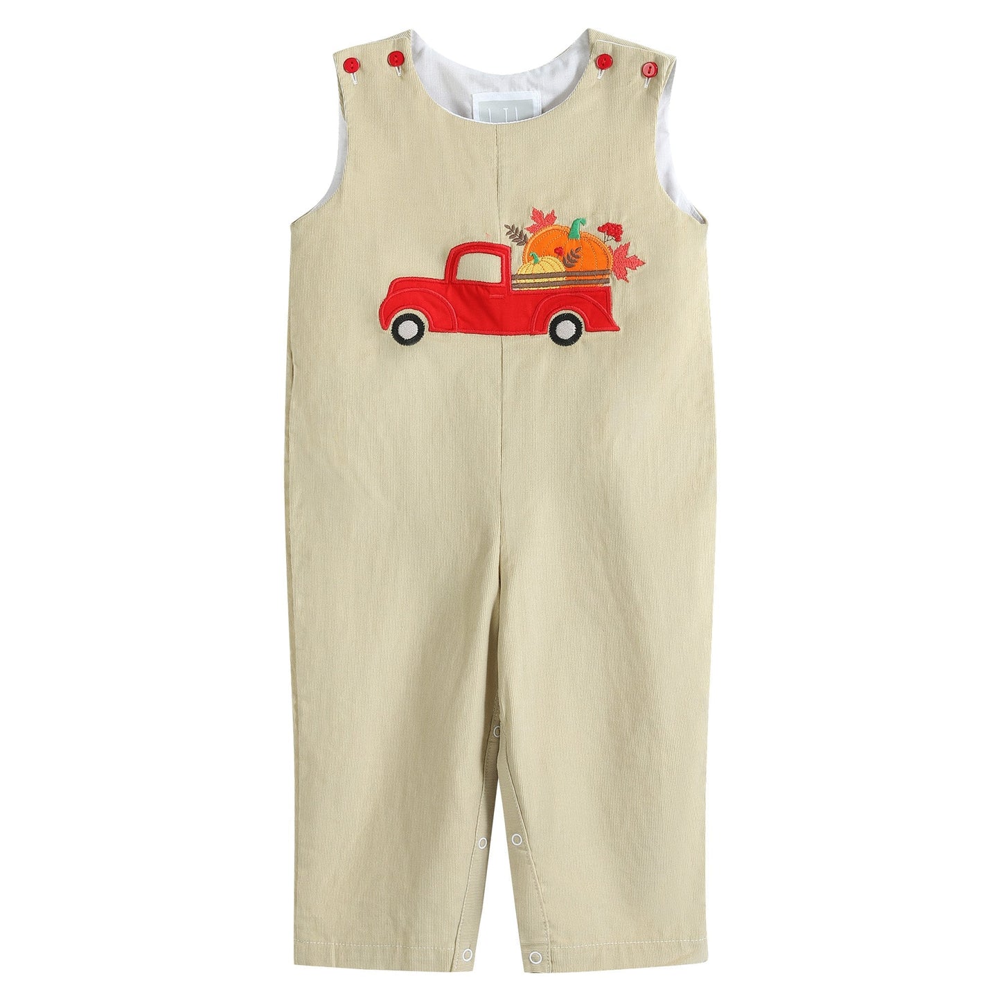 Tan Pumpkin Truck Overalls - Abbies Place