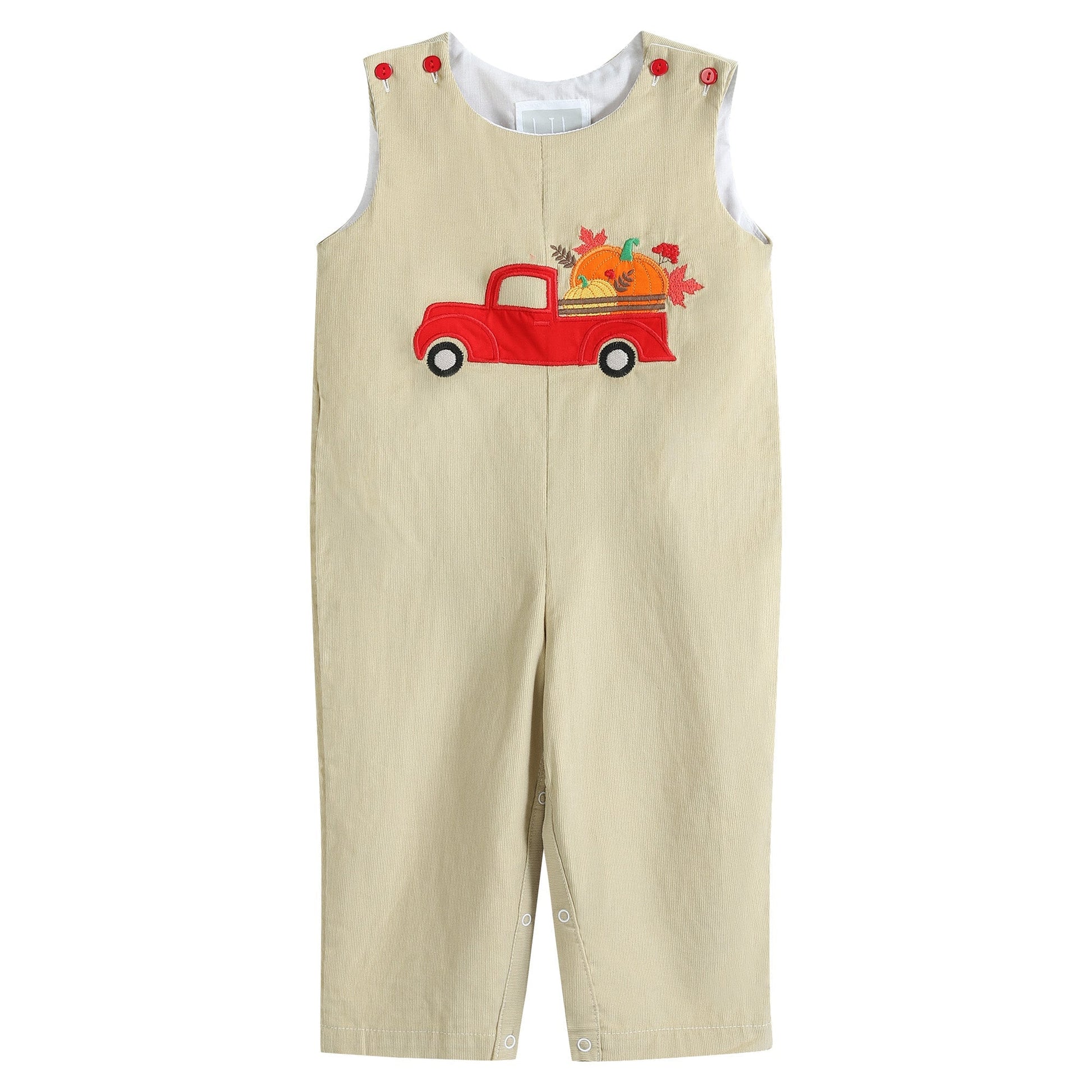 Tan Pumpkin Truck Overalls - Abbies Place