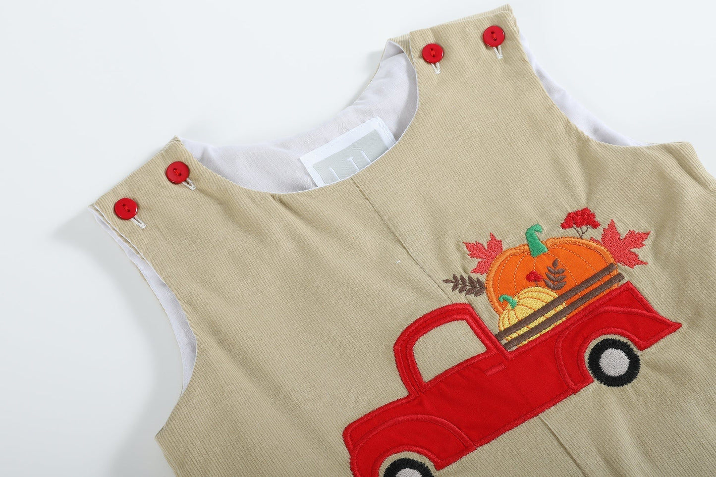 Tan Pumpkin Truck Overalls - Abbies Place