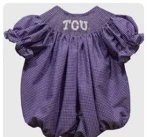 TCU Horned Frogs Smocked Purple Gingham Short Sleeve Bubble-24m - Abbies Place