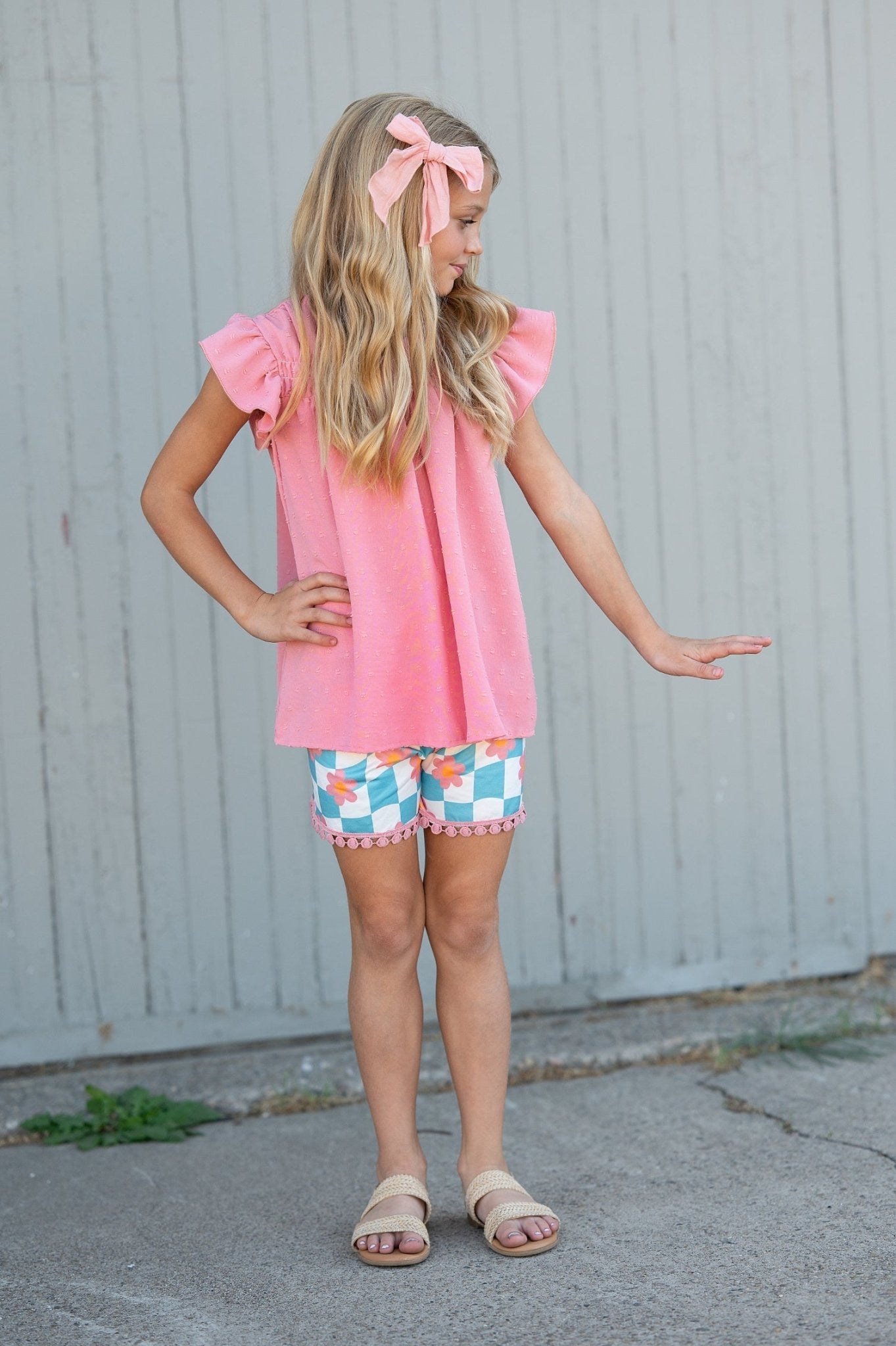 Teal Check Wave Short Set - Abbies Place