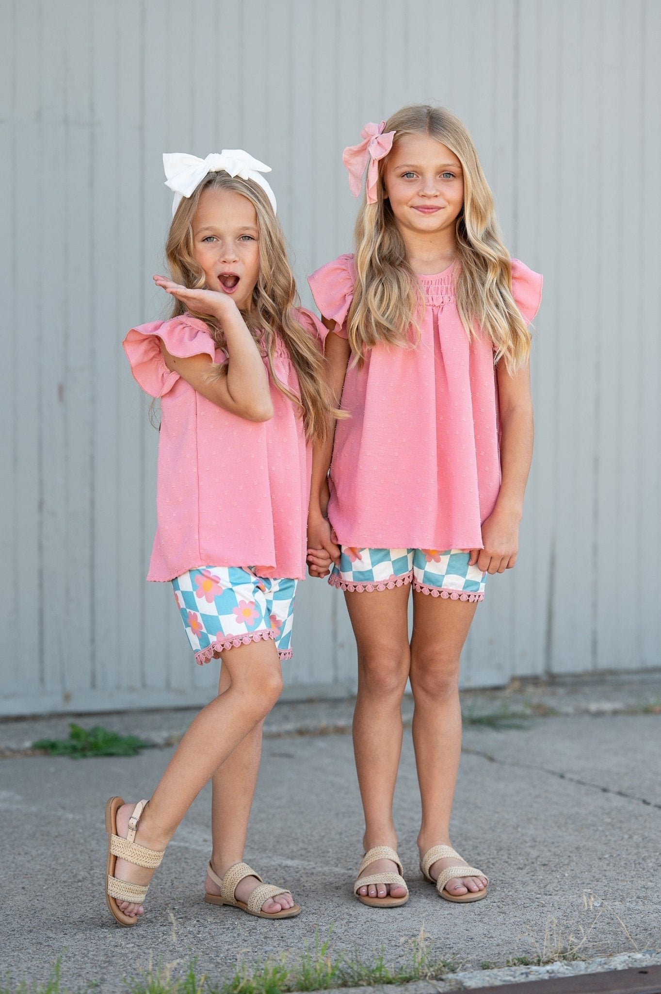 Teal Check Wave Short Set - Abbies Place