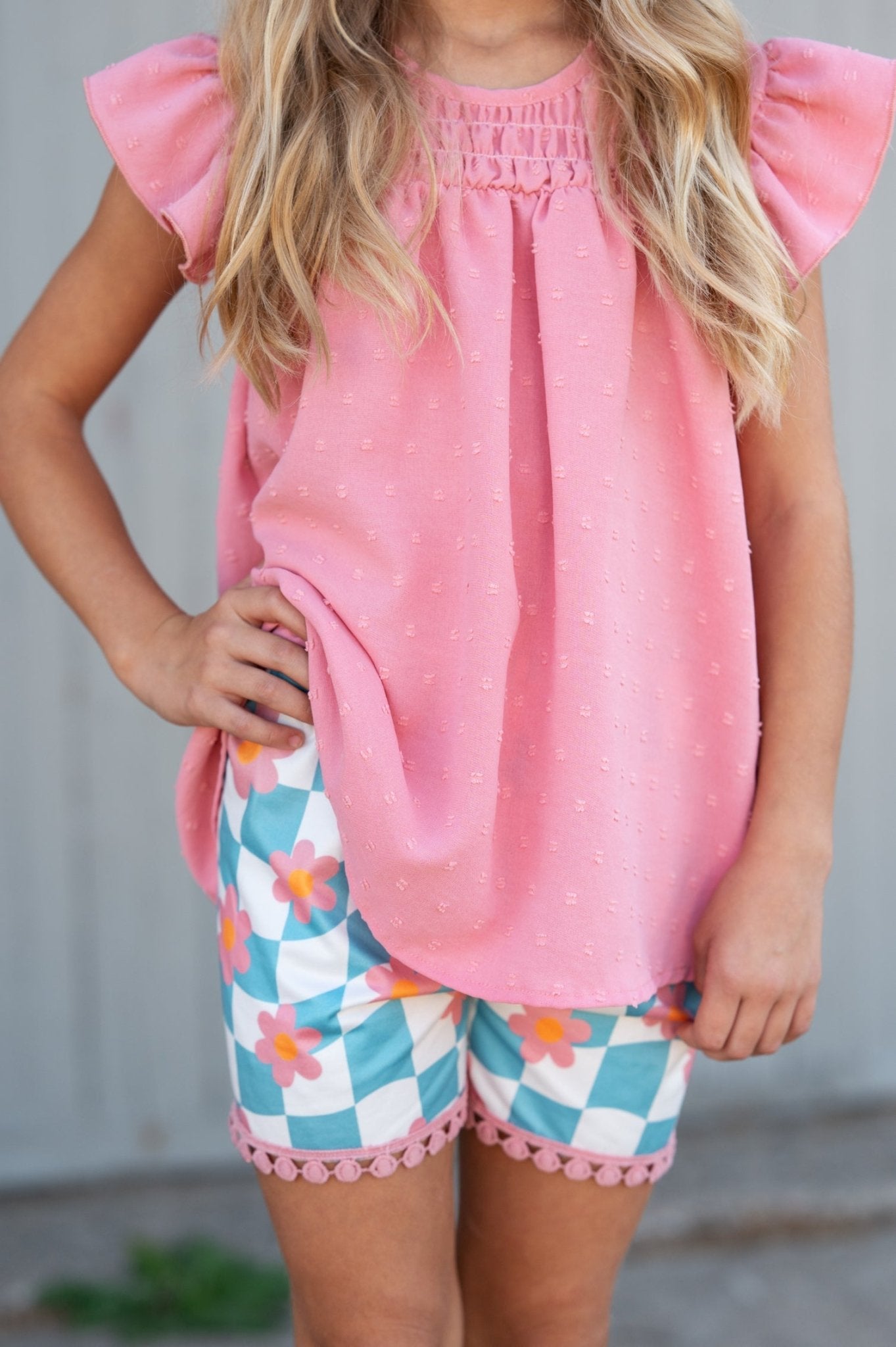 Teal Check Wave Short Set - Abbies Place