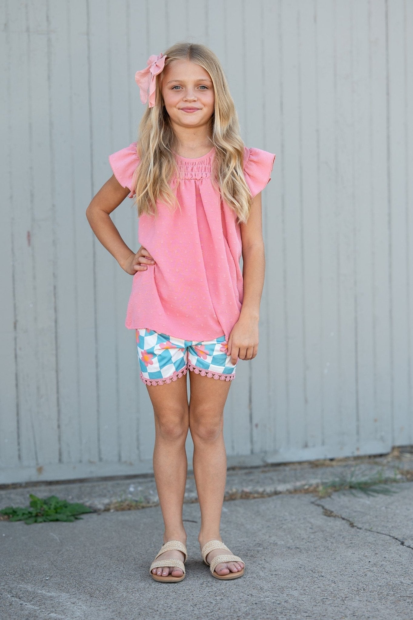 Teal Check Wave Short Set - Abbies Place