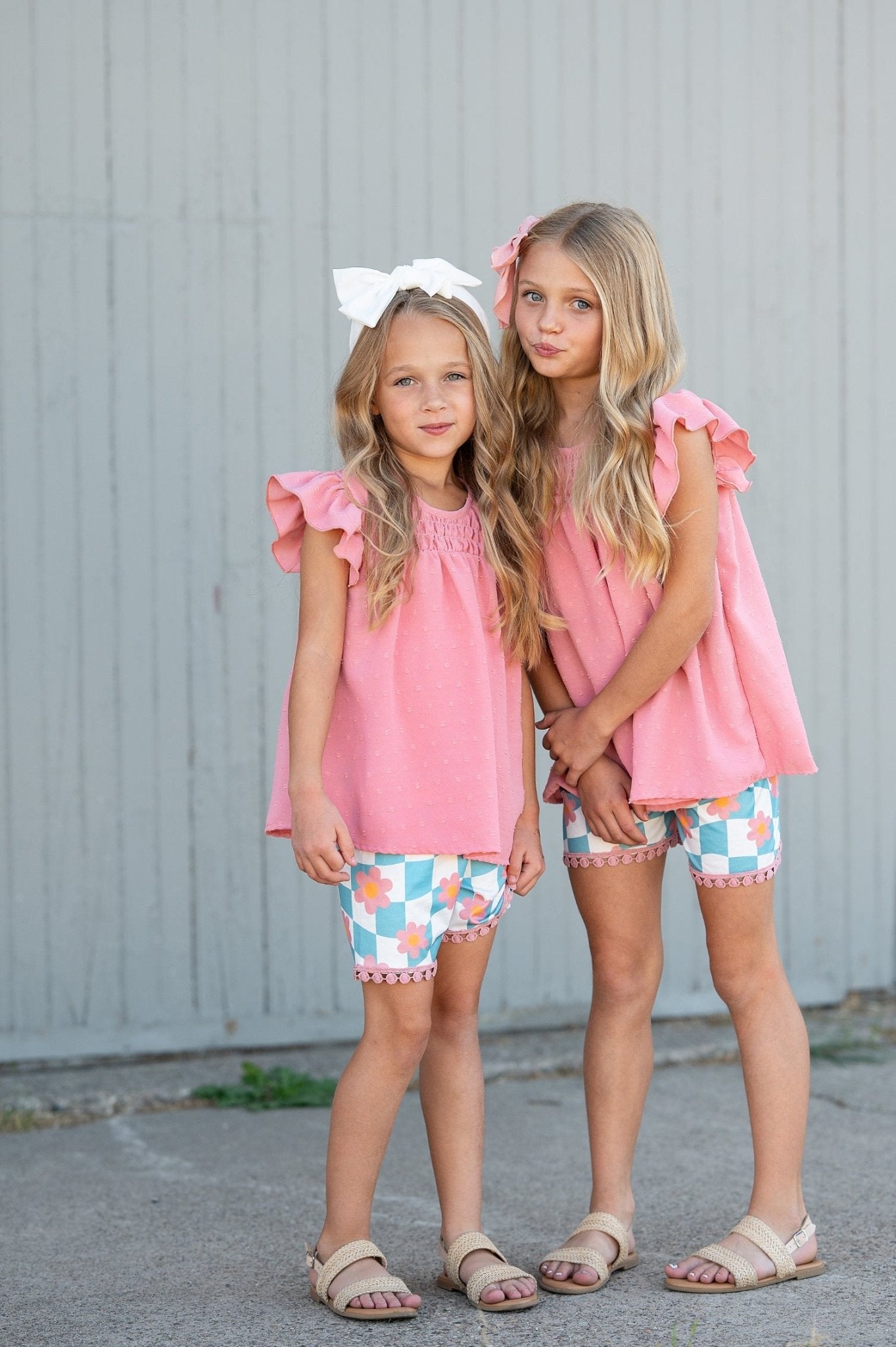 Teal Check Wave Short Set - Abbies Place