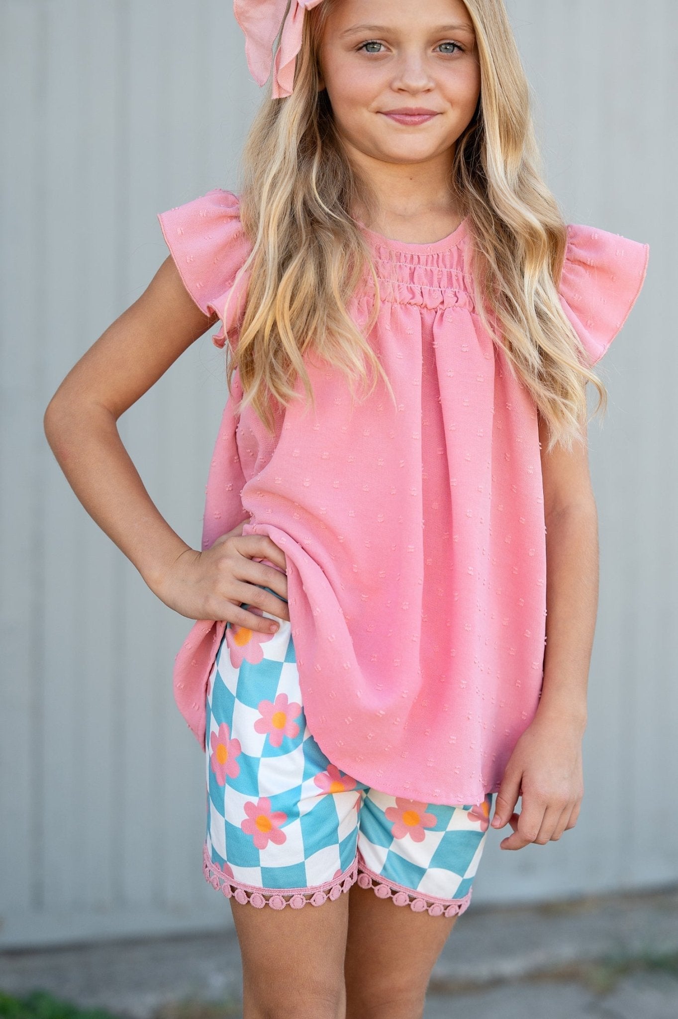 Teal Check Wave Short Set - Abbies Place