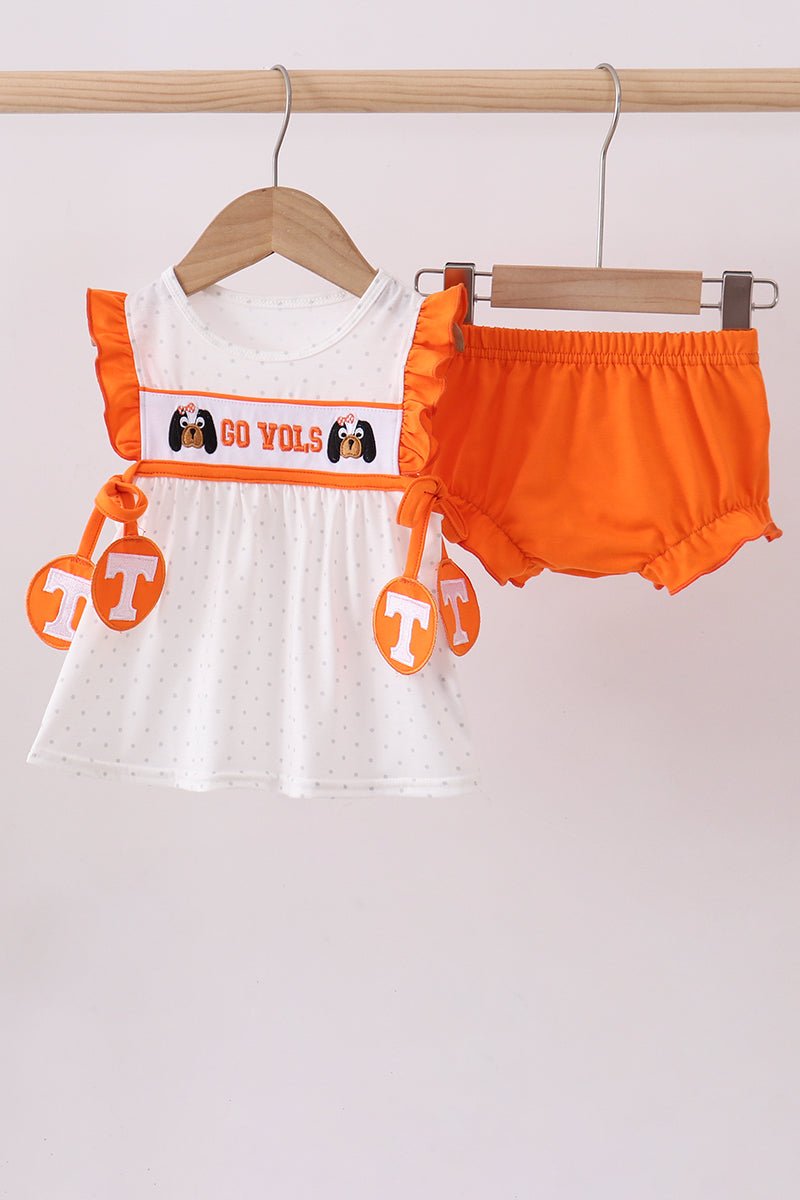 Tennessee go vols embroidery bow bloomer set - Abbies Place