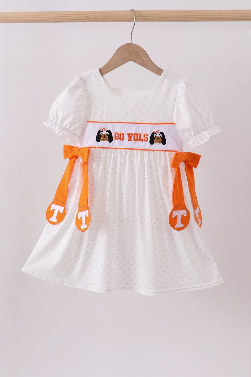 Tennessee go vols embroidery bow dress - Abbies Place