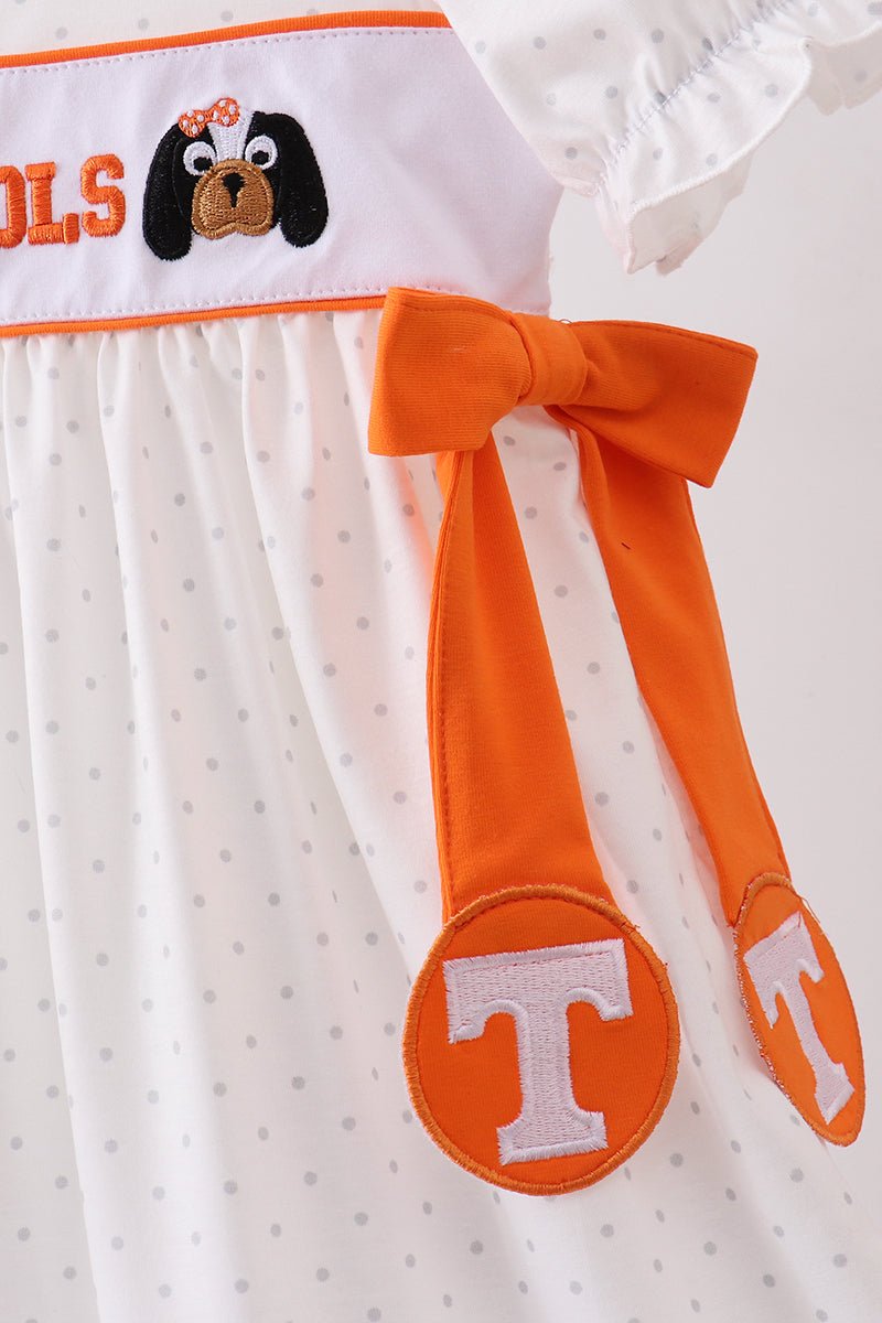 Tennessee go vols embroidery bow dress - Abbies Place