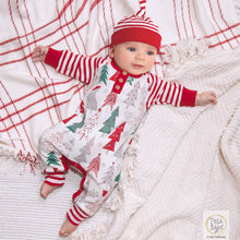 Load image into Gallery viewer, Christmas Trees Henley Cotton Romper
