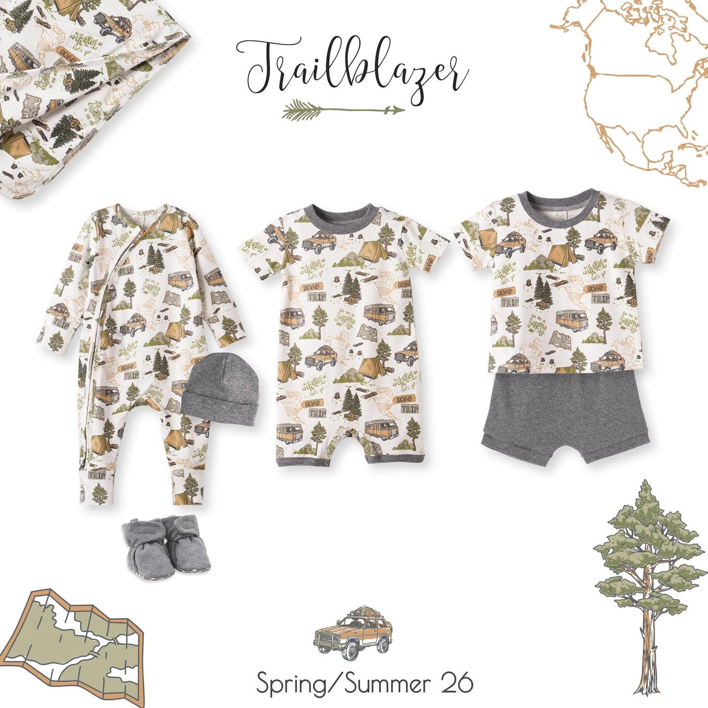 Trailblazer Bamboo T-Shirt & Cotton Shorts Set for Boys - Abbies Place