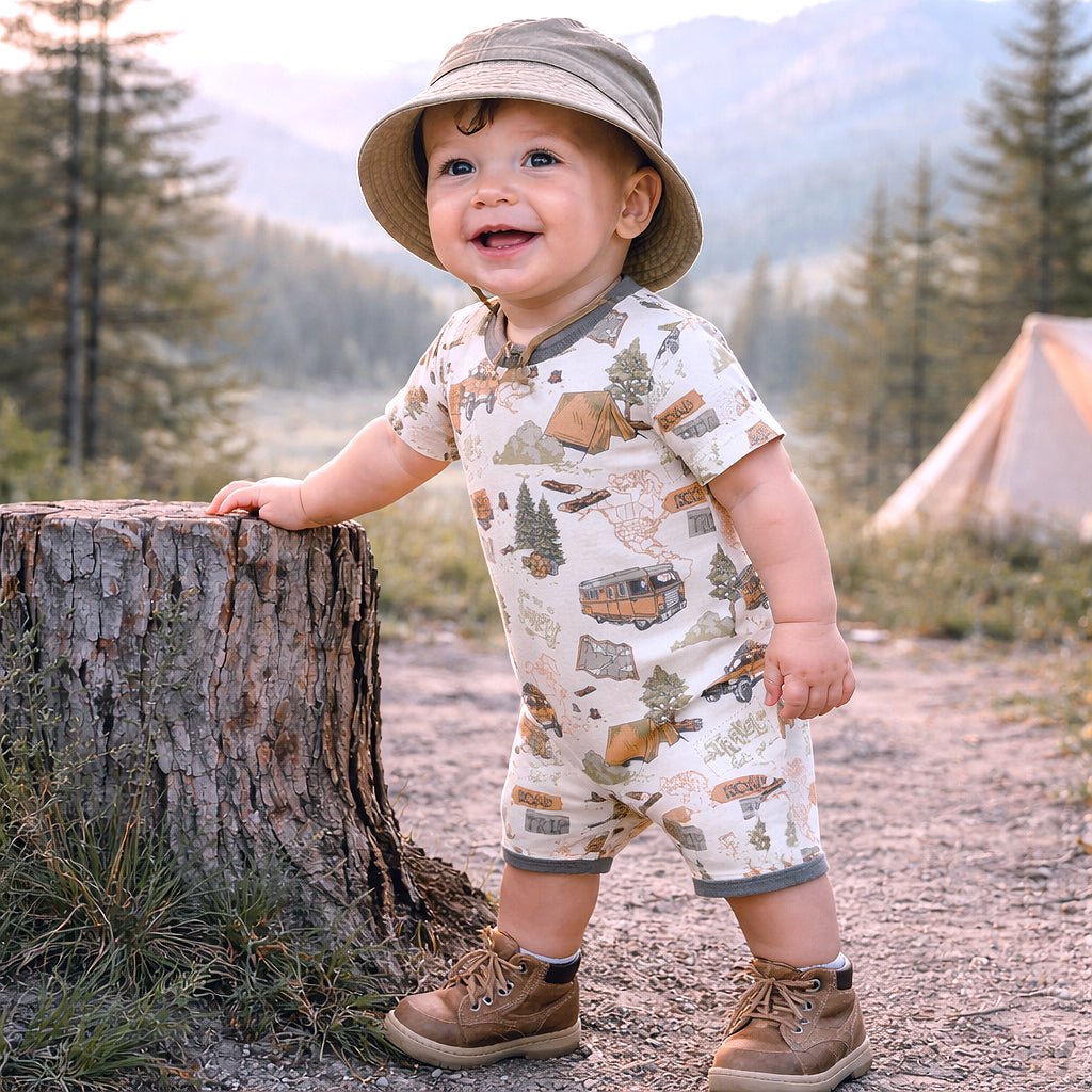 Trailblazer Soft Bamboo Shortall Romper for Baby Boys - Abbies Place