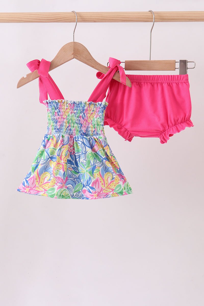 Tropical floral smocked bloomer set - Abbies Place