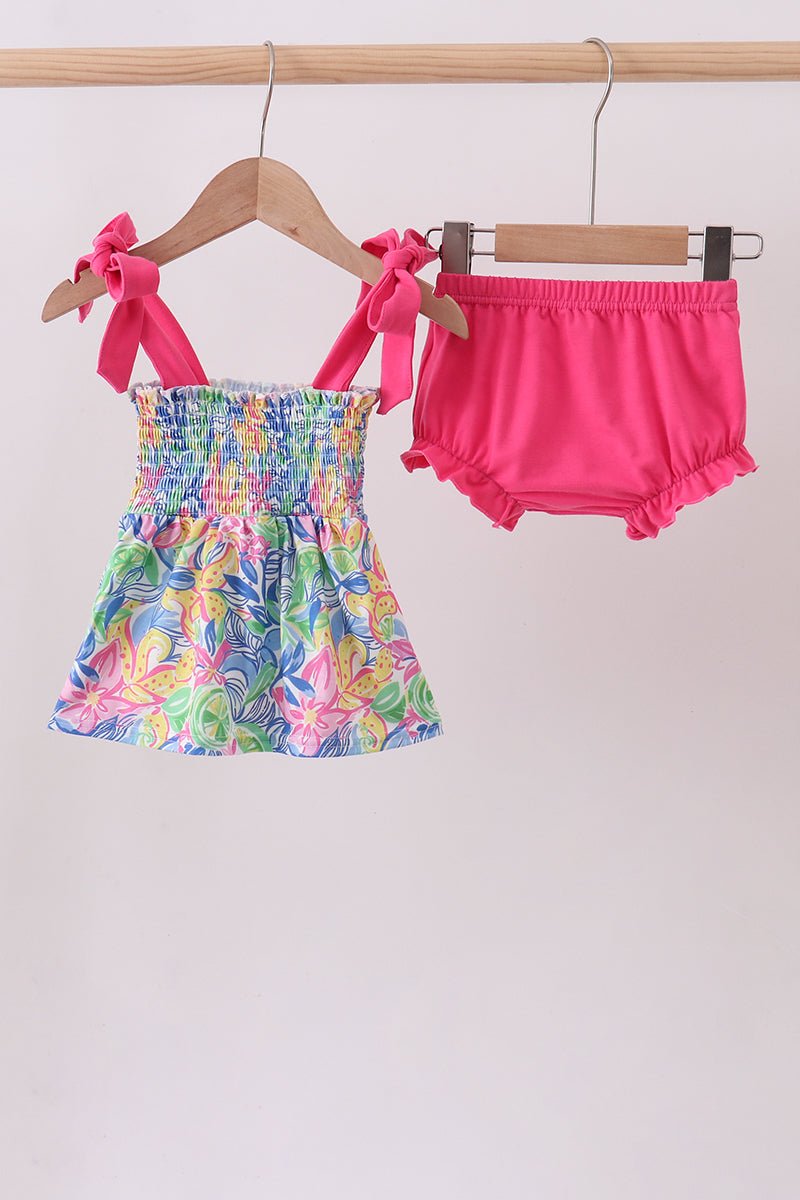 Tropical floral smocked bloomer set - Abbies Place