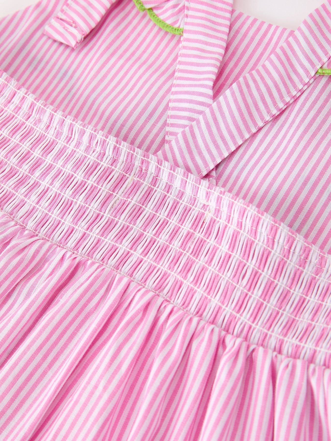 Turtle Girls Dress Pink Stripe Ruffle Strap - Abbies Place