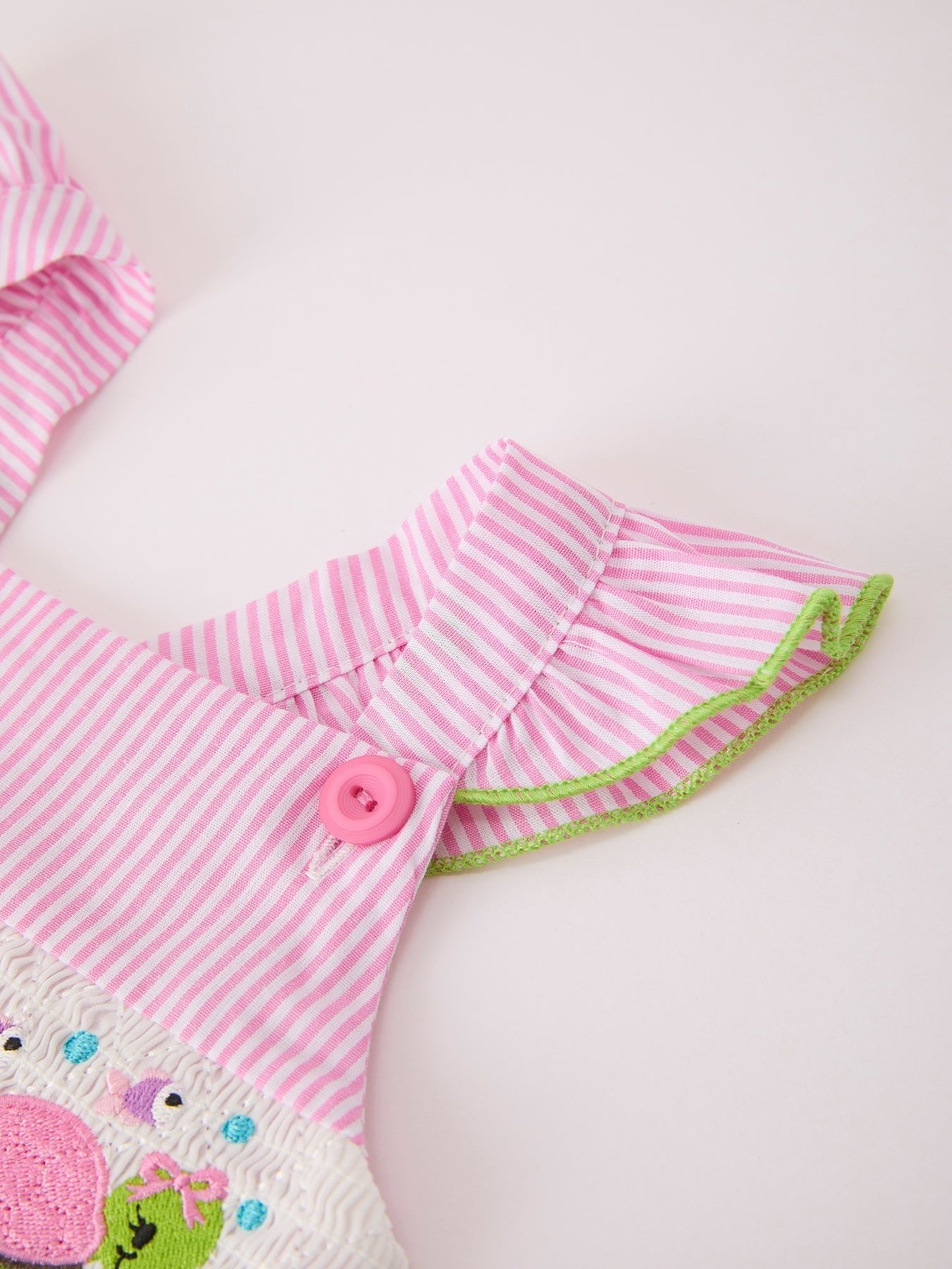 Turtle Girls Dress Pink Stripe Ruffle Strap - Abbies Place
