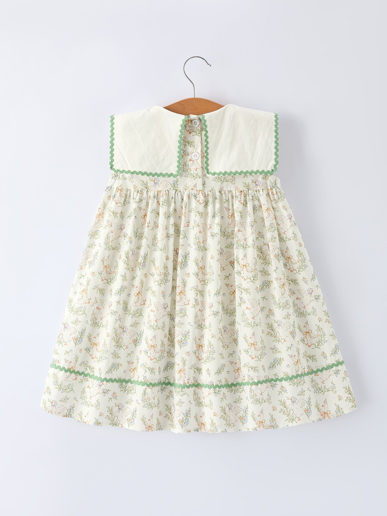Vintage Floral Duck Embroidery Spring Girl Dress - Abbies Place