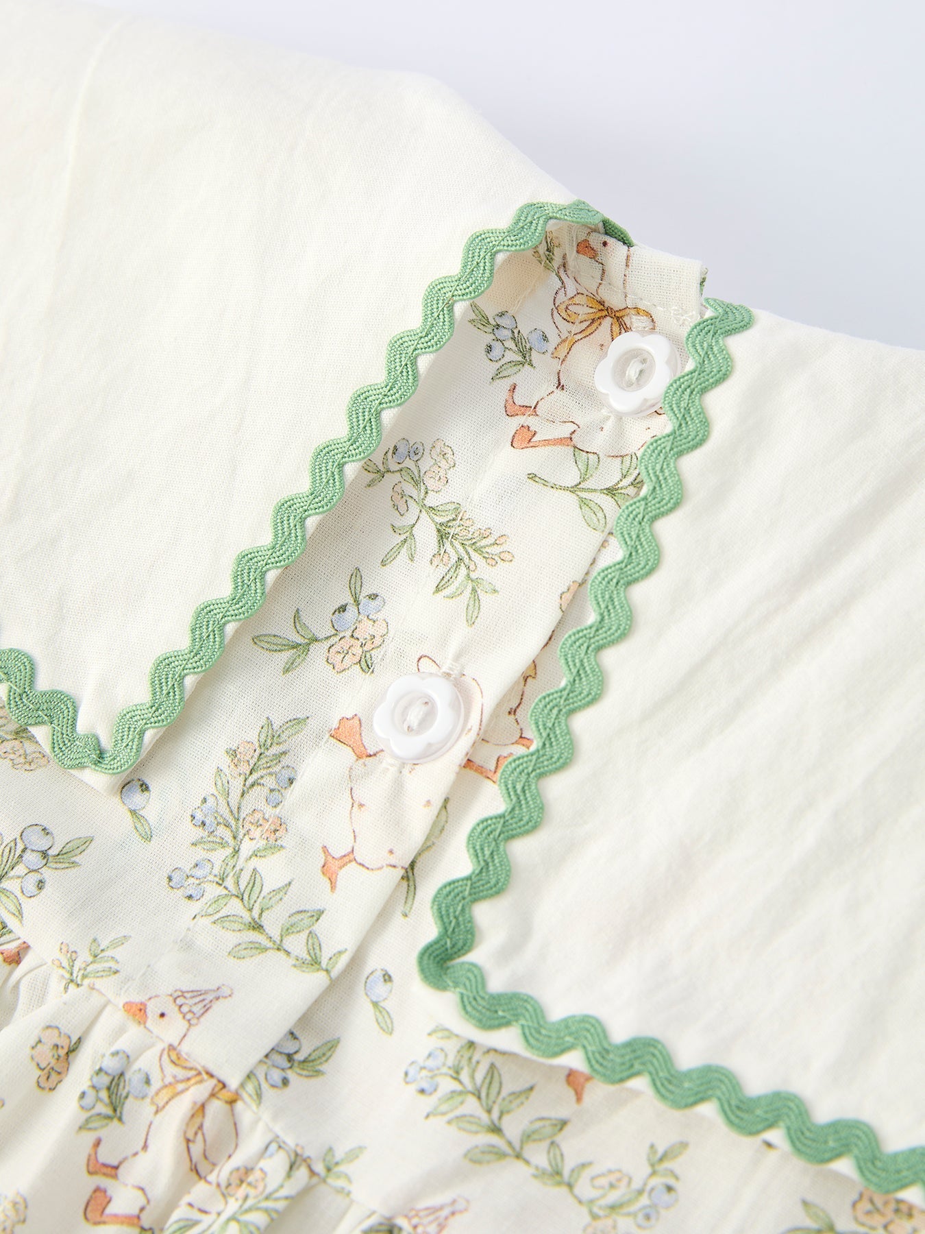 Vintage Floral Duck Embroidery Spring Girl Dress - Abbies Place