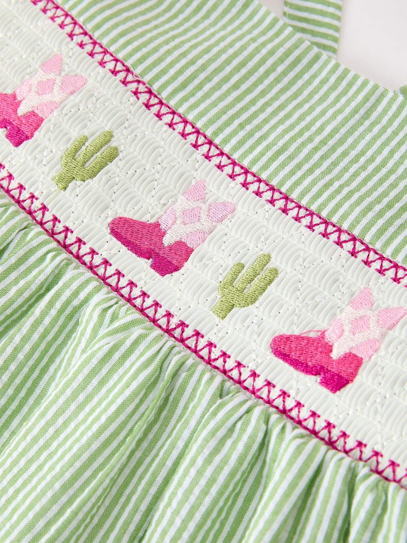 Western Boots Cactus Girls Dress Stripe - Abbies Place