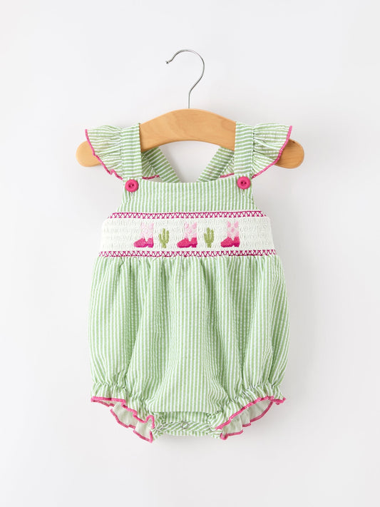 Western Boots Cactus Girls Romper Stripe Ruffle Strap - Abbies Place