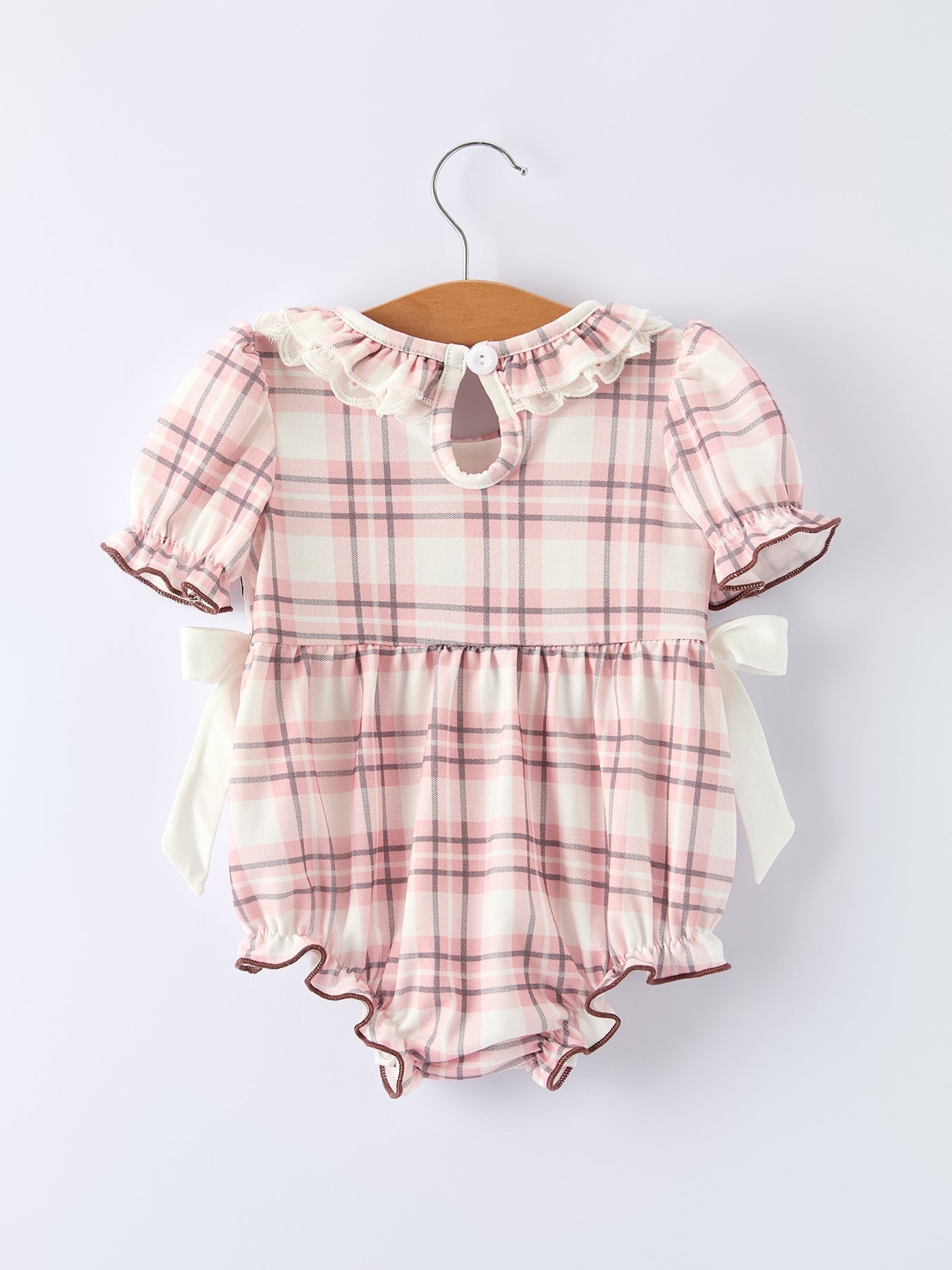 Western Horse Embroidered Smocked Plaid Baby Girl Romper - Abbies Place