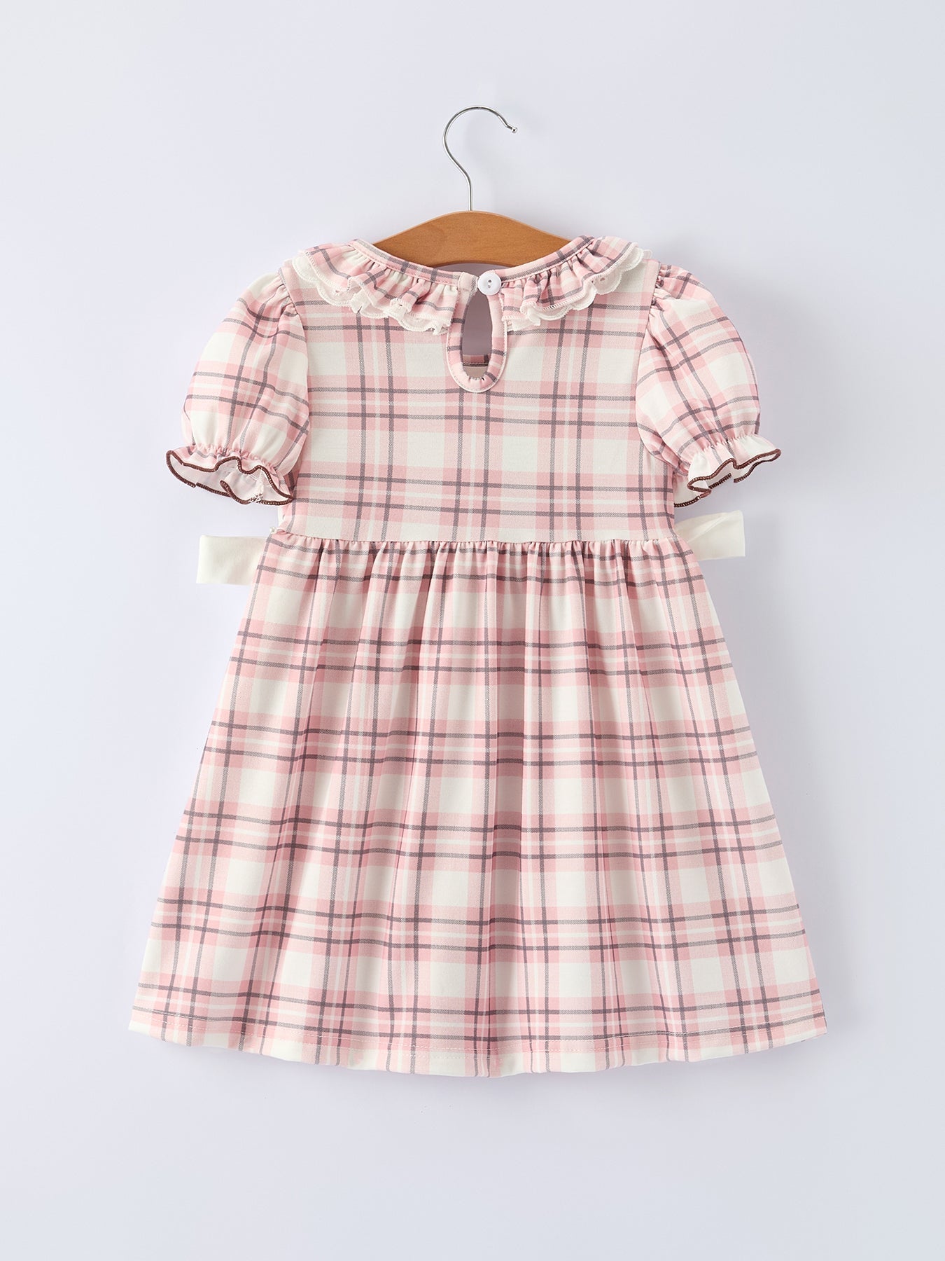 Western Horse Embroidered Smocked Plaid Girls Dress - Abbies Place