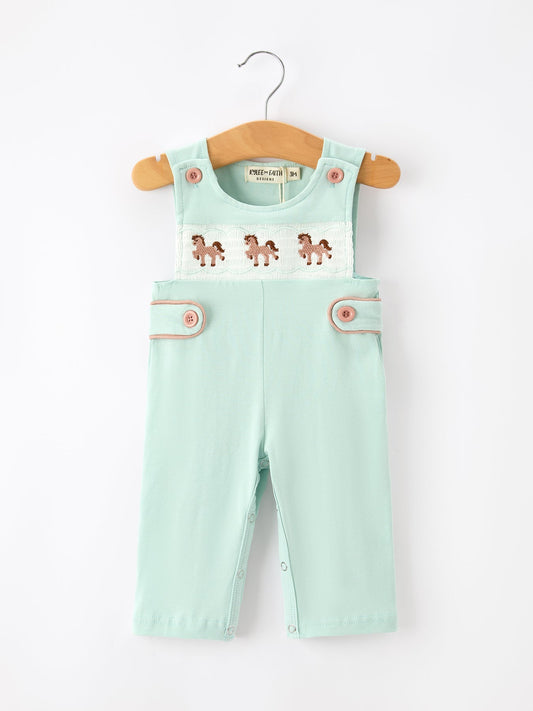 Western Horse Embroidery Boys Jonjon Sleeveless Romper - Abbies Place