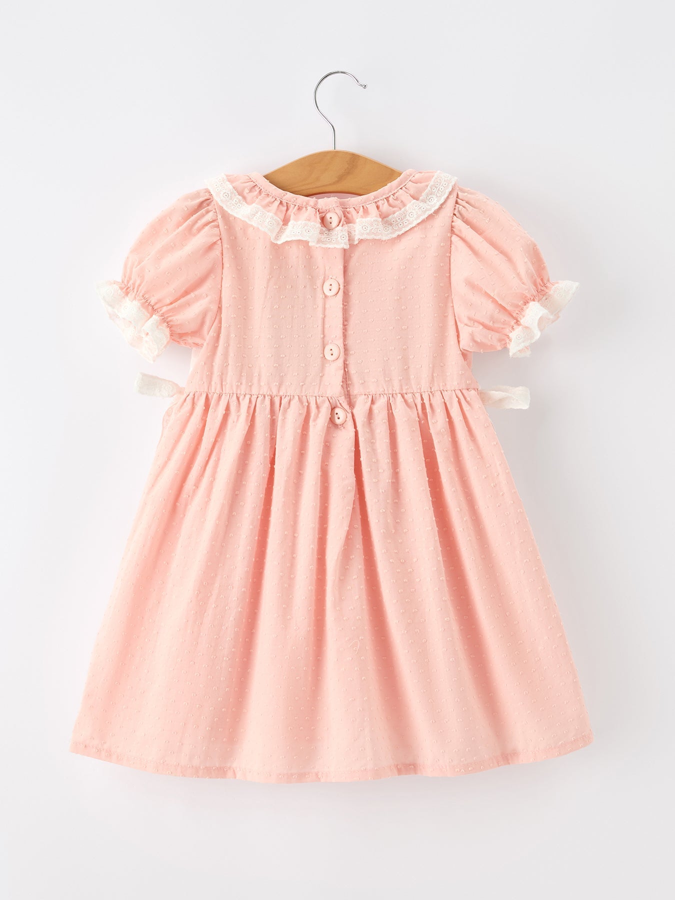 Western Horse Embroidery Girls Dress Lace Petals Collar Puff Sleeve - Abbies Place