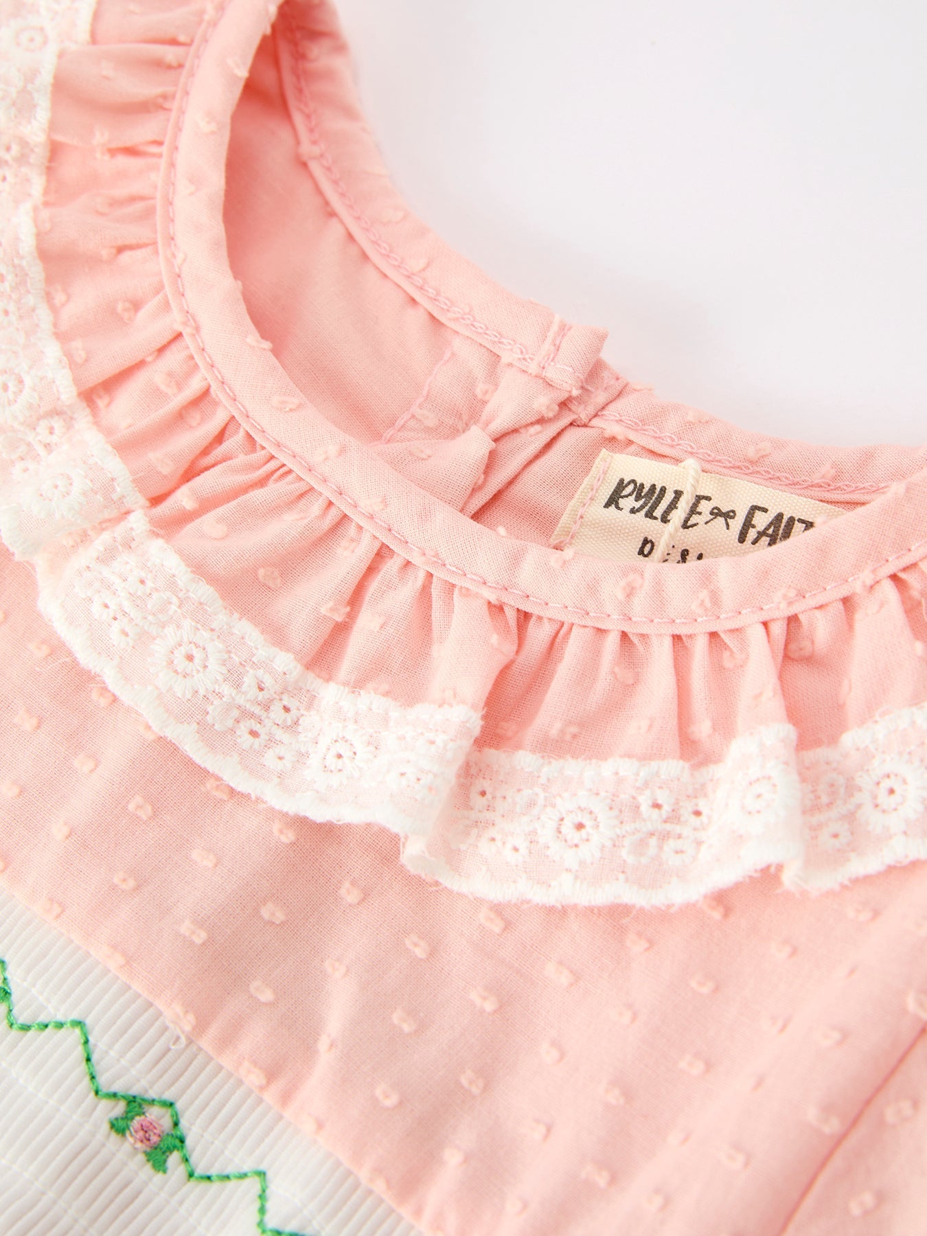 Western Horse Embroidery Girls Dress Lace Petals Collar Puff Sleeve - Abbies Place