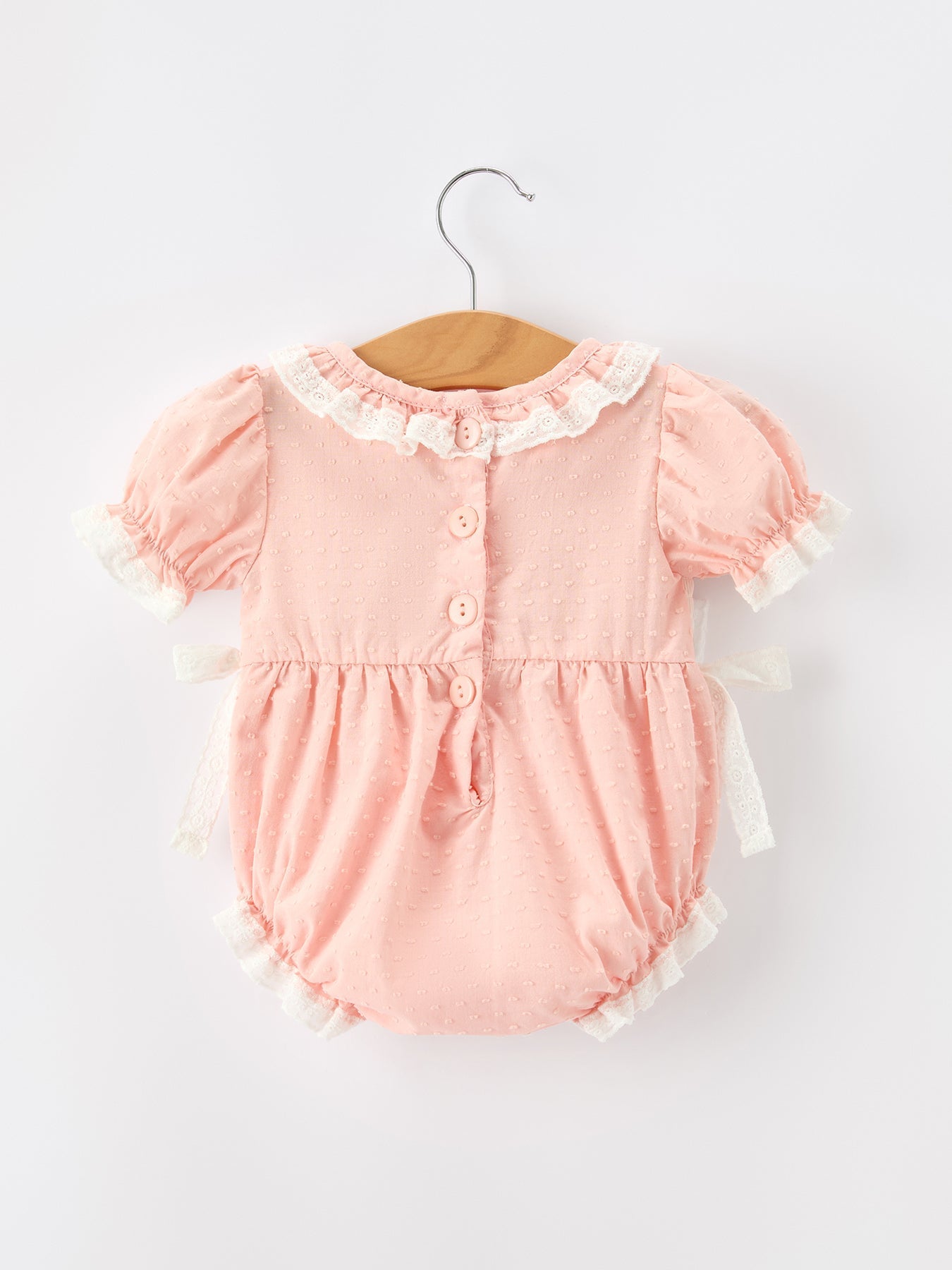 Western Horse Embroidery Girls Romper Lace Petals Collar Puff Sleeve - Abbies Place