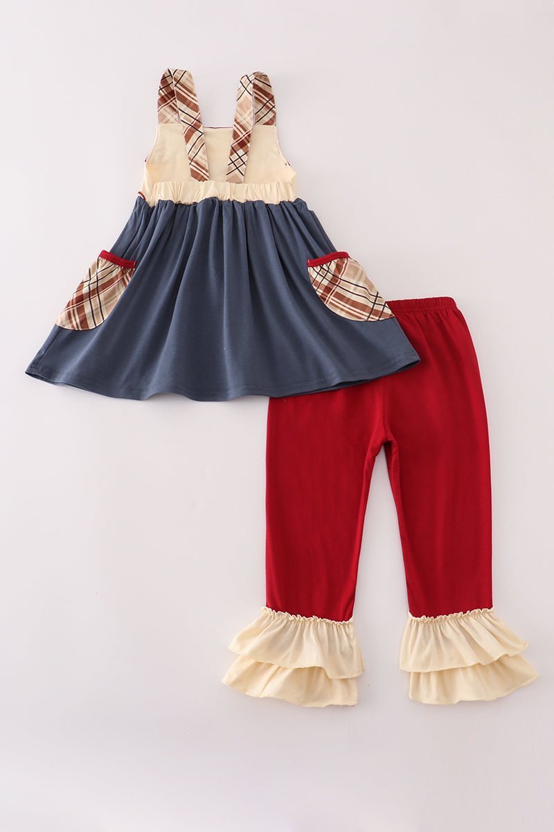 Wheat embridery ruffle pants set - Abbies Place