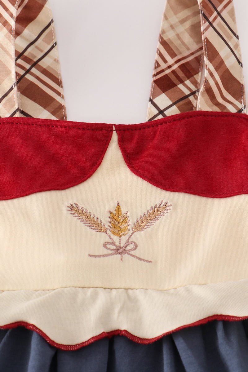 Wheat embridery ruffle pants set - Abbies Place