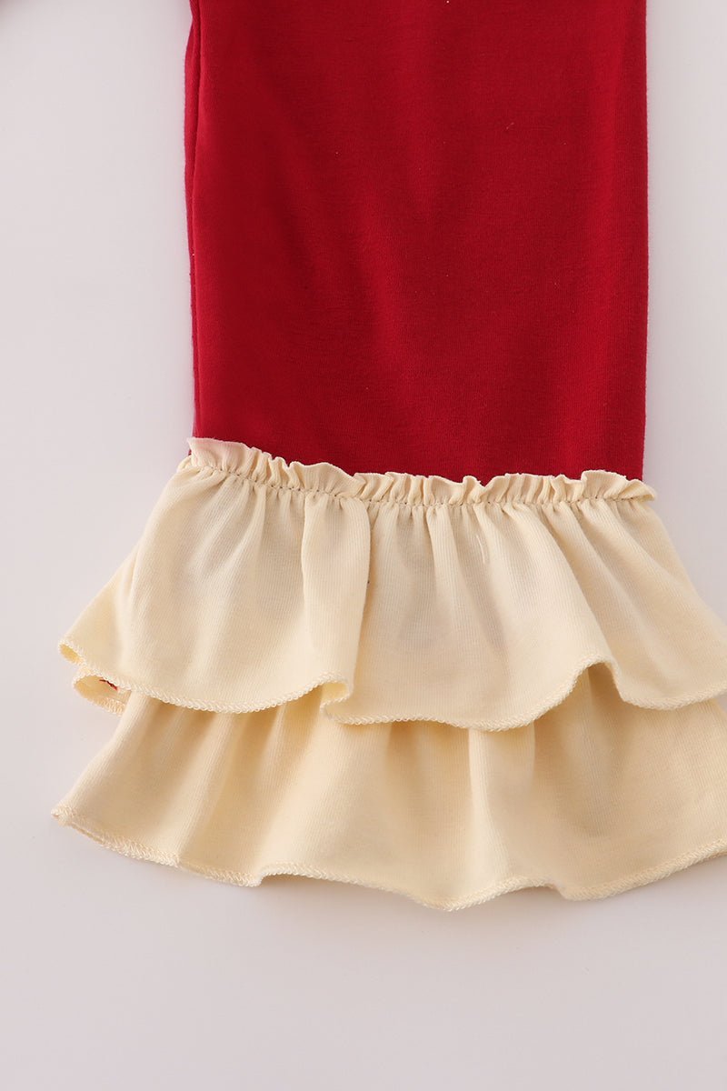 Wheat embridery ruffle pants set - Abbies Place