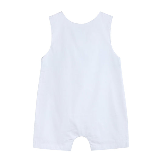 White and Blue Holy Smocked Overalls