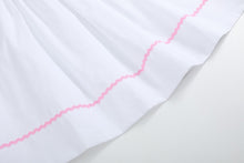 Load image into Gallery viewer, White and Pink Bows Smocked Bishop Dress
