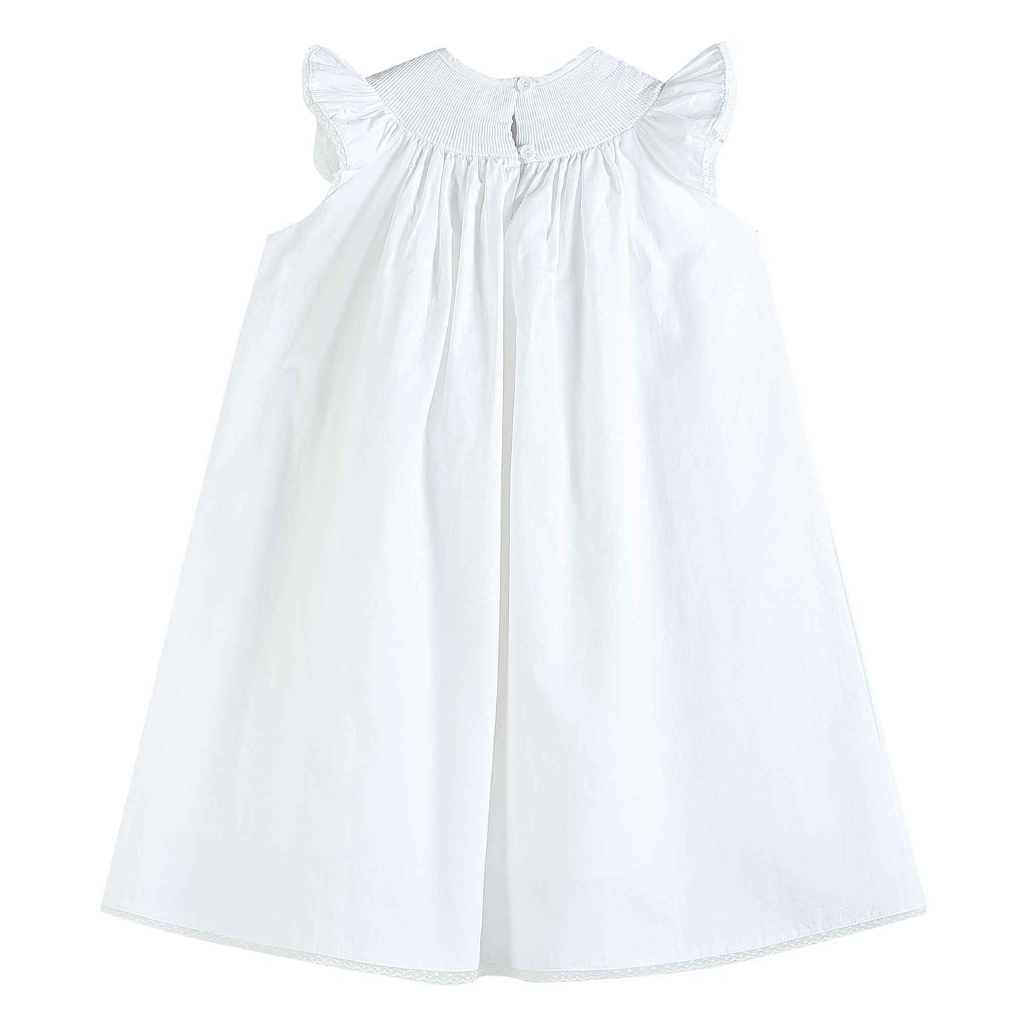 White and Pink Crosses Smocked Bishop Dress - Abbies Place