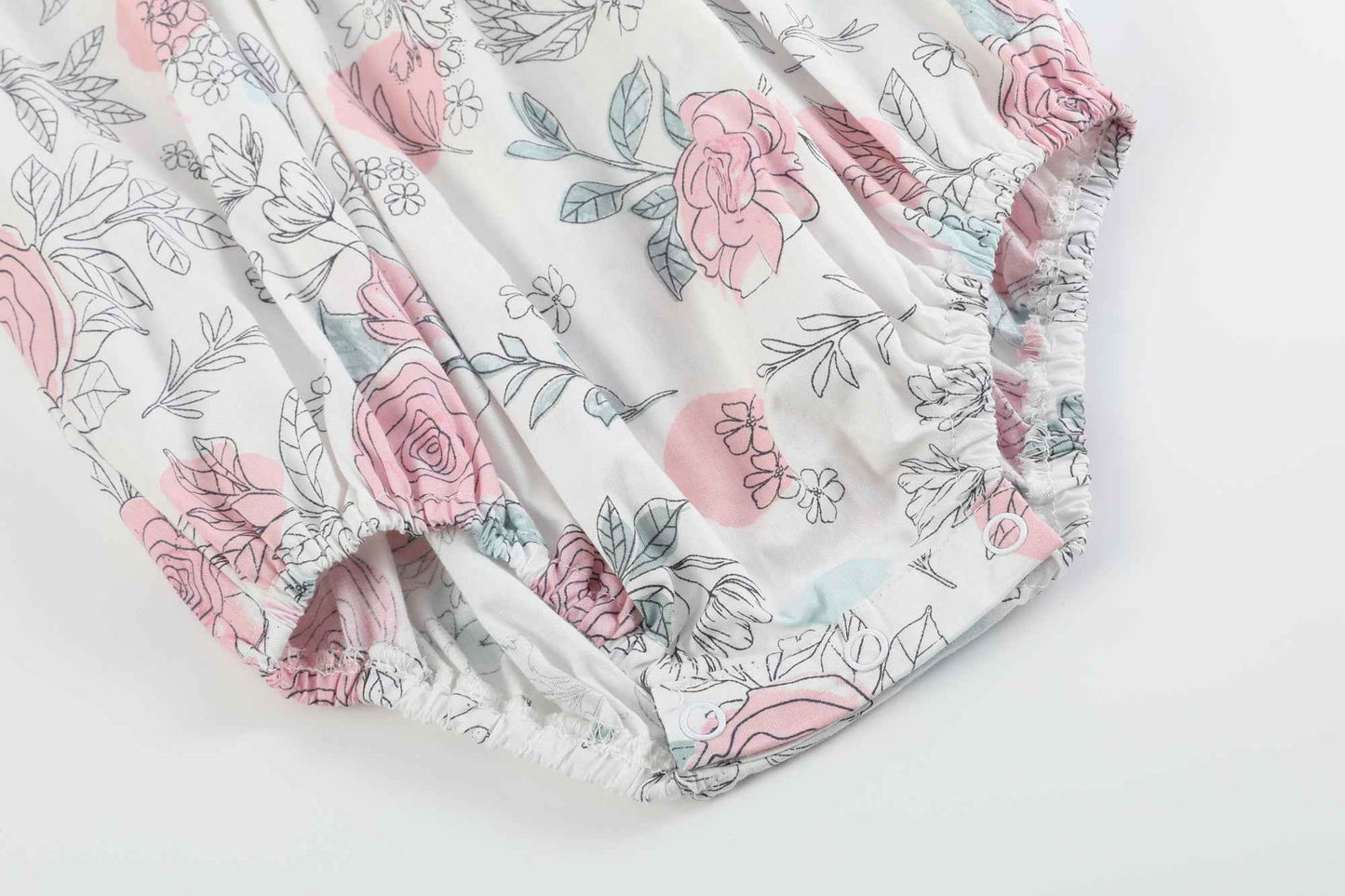 White and Pink Floral Smocked Flutter Romper - Abbies Place
