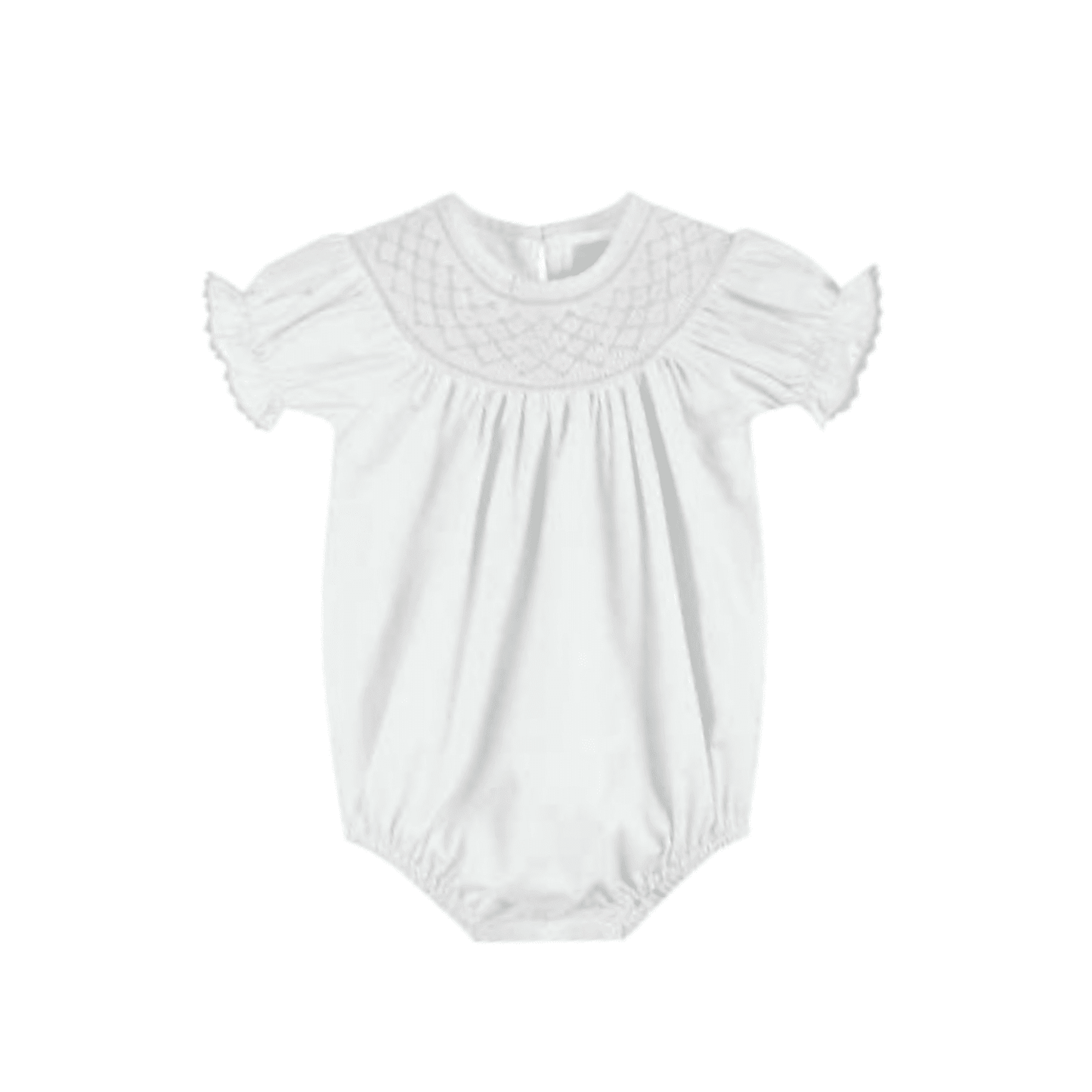 White and Pink Smocked Bubble Romper - Abbies Place
