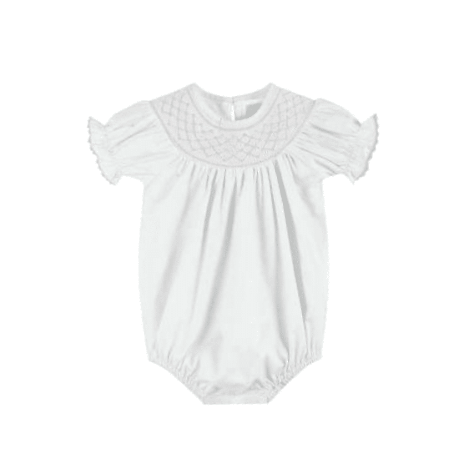 White and Pink Smocked Bubble Romper - Abbies Place