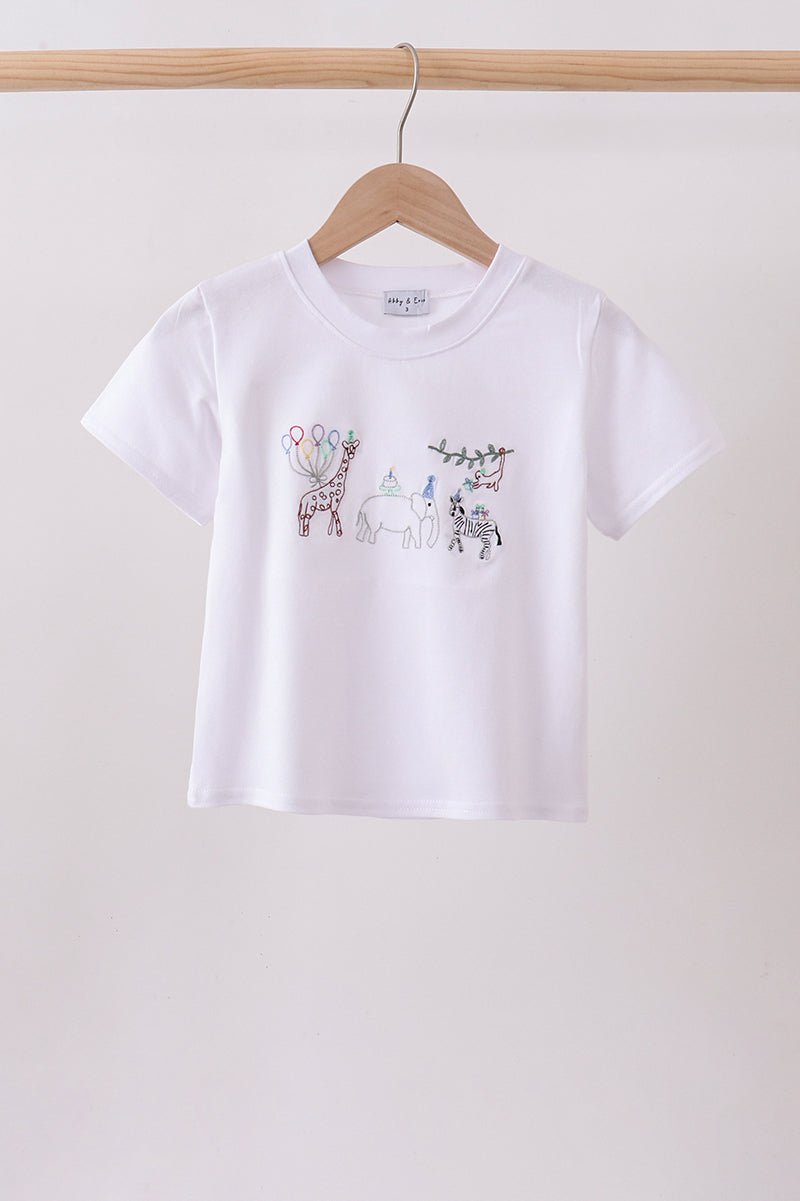 White Animal Embroidered Top - Abbies Place