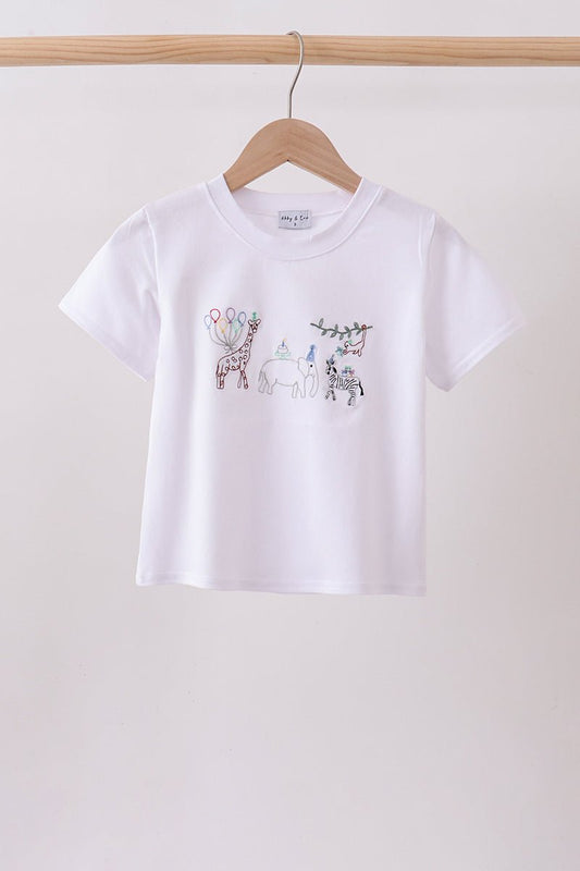 White Animal Embroidered Top - Abbies Place