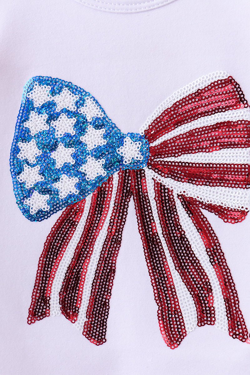 White bow sequin bloomer set - Abbies Place
