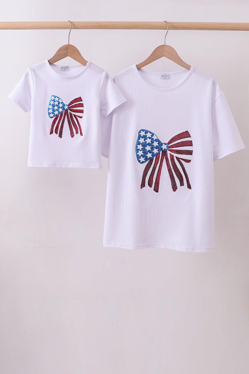 White bow sequin mom&me top - Abbies Place