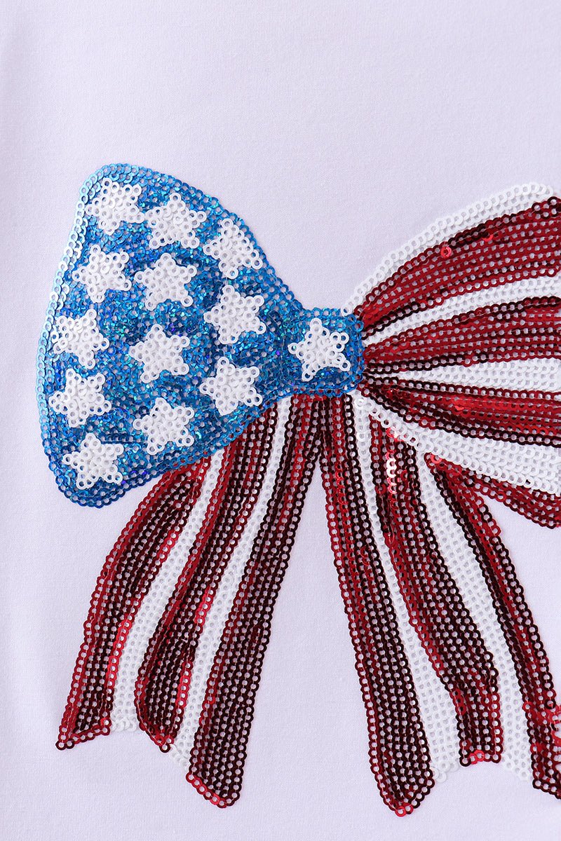 White bow sequin mom&me top - Abbies Place