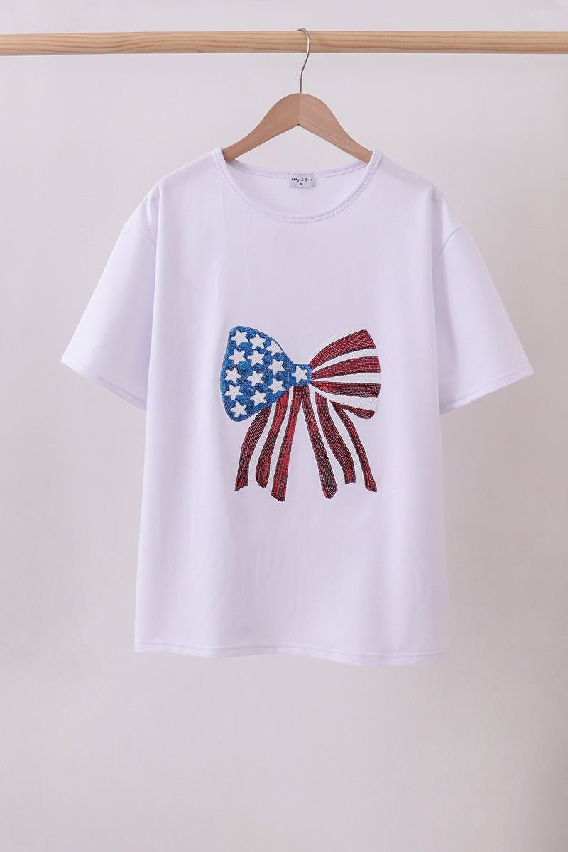 White bow sequin mom&me top - Abbies Place