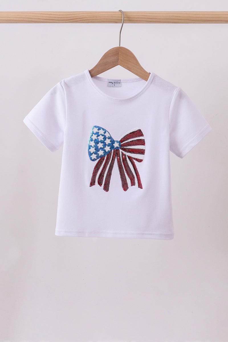 White bow sequin mom&me top - Abbies Place