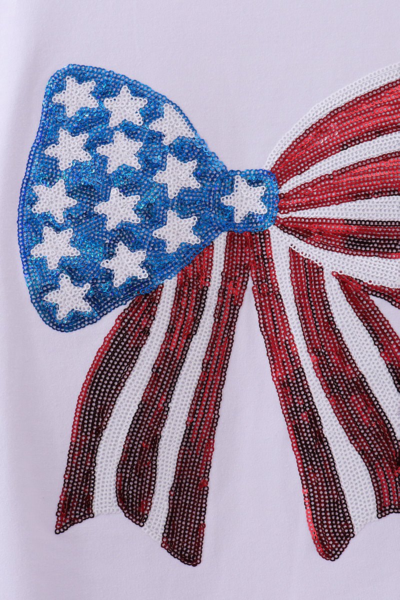 White bow sequin mom&me top - Abbies Place