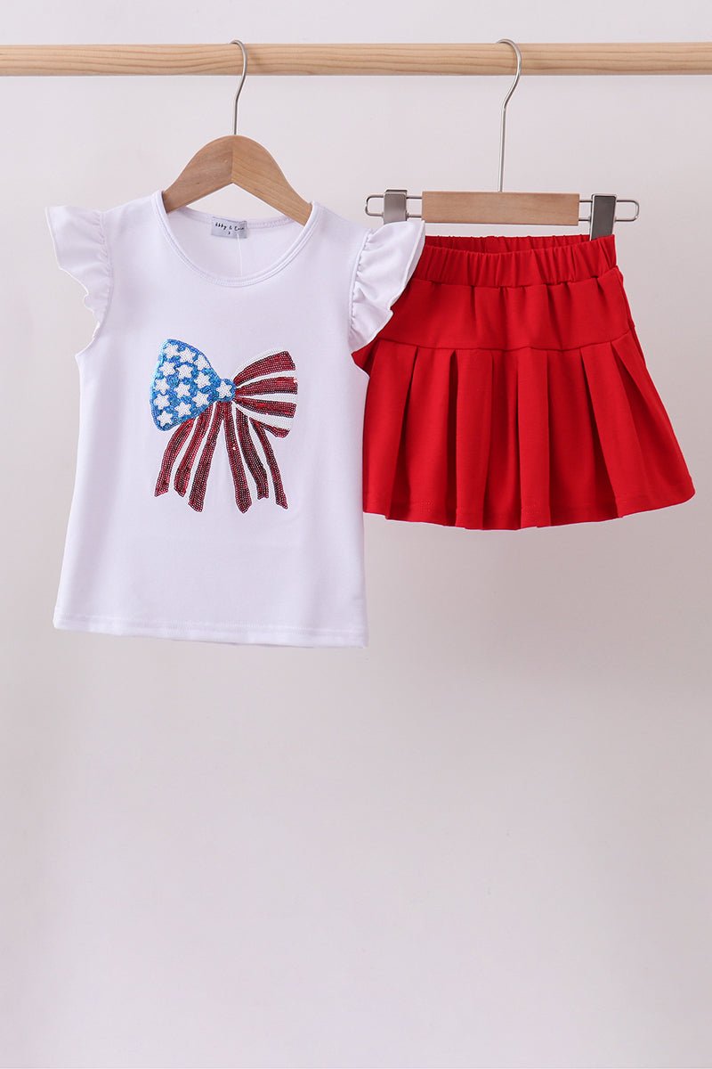 White bow sequin skort set - Abbies Place